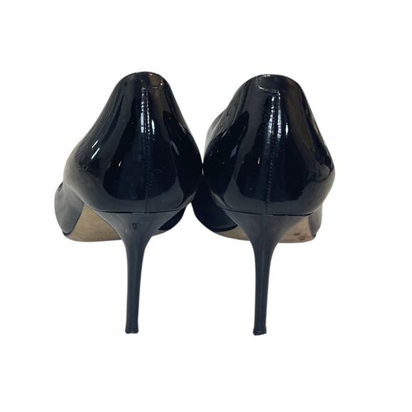 Jimmy Choo London 38.5 Black Patent Leather Mesh Peep Toe Heels – Made in Italy - Picture 4 of 6
